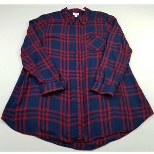 NWT! Isabel Maternity Blue/Red Plaid Maternity Plaid Tunic
